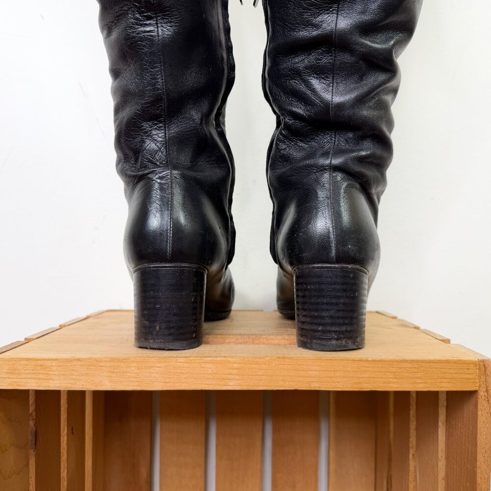 Tall Black Italian Leather Over the Knee Boots Size 37 - Picture 5 of 8